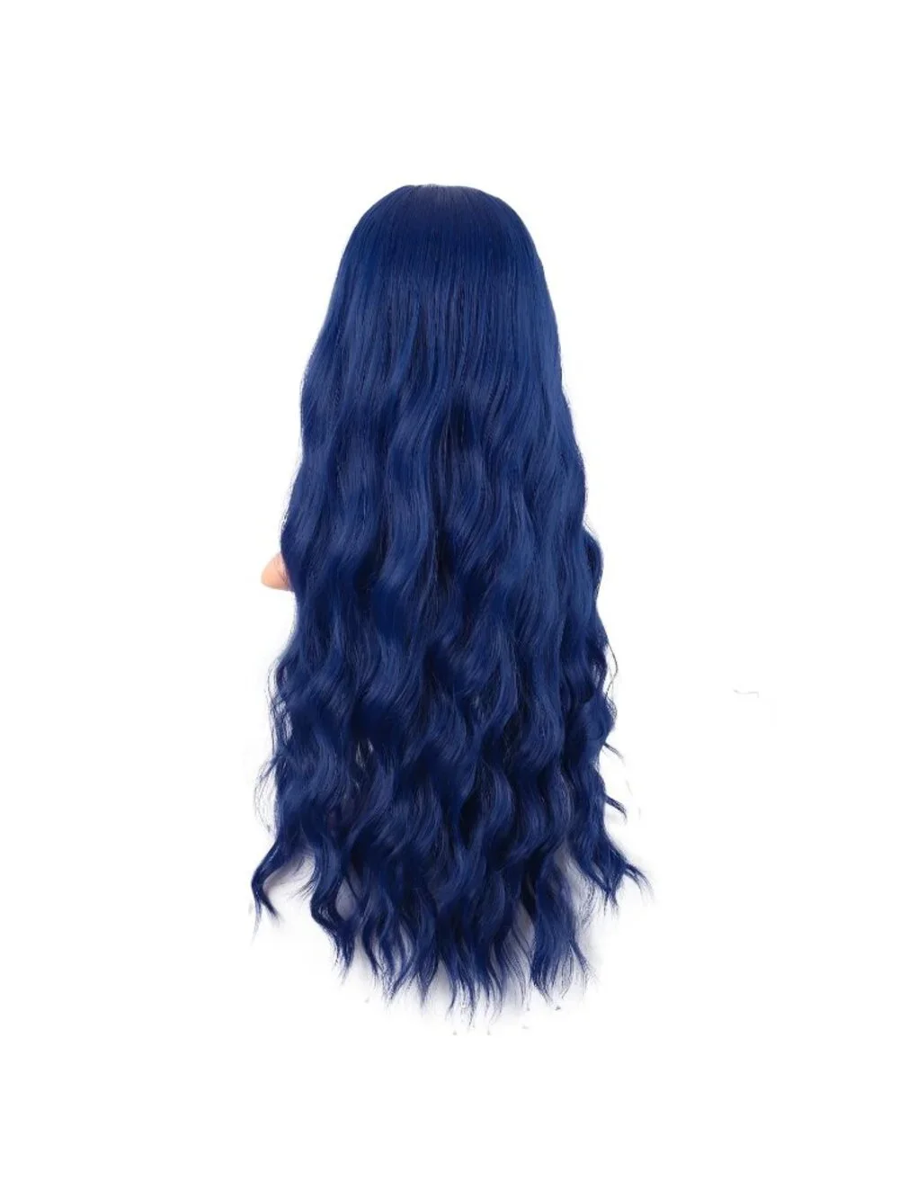 Women's Mixed Blue 28 Inch Synthetic Fiber Long Middle Part Curly Cosplay Wigs